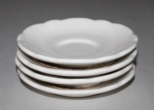 4 Vintage Buffalo China Small Cup Saucers Scalloped Rim Restaurant Ware USA - Picture 1 of 10