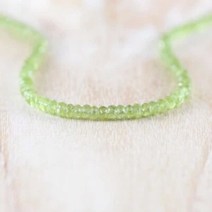 Handmade Necklace 925 Sterling Silver Natural Green Peridot Beads Necklace b-54 - Picture 1 of 6