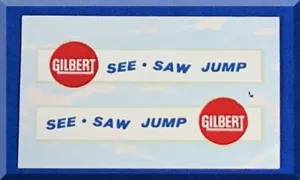 DECALCOMANIA VINTAGE ANNI 60 GILBERT SCALA 1:48 SLOT CAR RACING ACQUASCIVOLO SEE-SAW JUMP - Foto 1 di 2