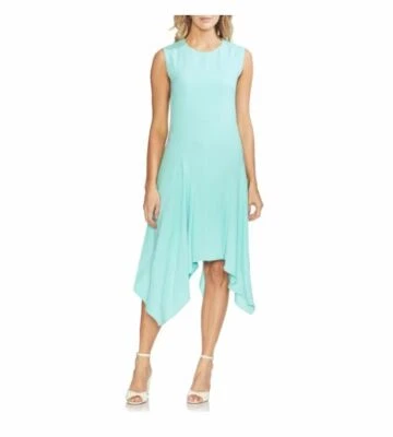 Vince Camuto Dress Turquoise Blue Asymmetric Shift Midi Dress SZ 6 NWT $139 - Image 1 of 2