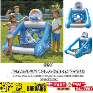 Wasserspiel 4 in 1 aufblasbares Spielcenter Schwimmbad & Gartenspiel 5+ Jahre - Bild 1 von 5