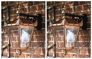 Deluxe Pair of 61 x 46cm Standard Copper Hanging Wall Lantern - Picture 1 of 9