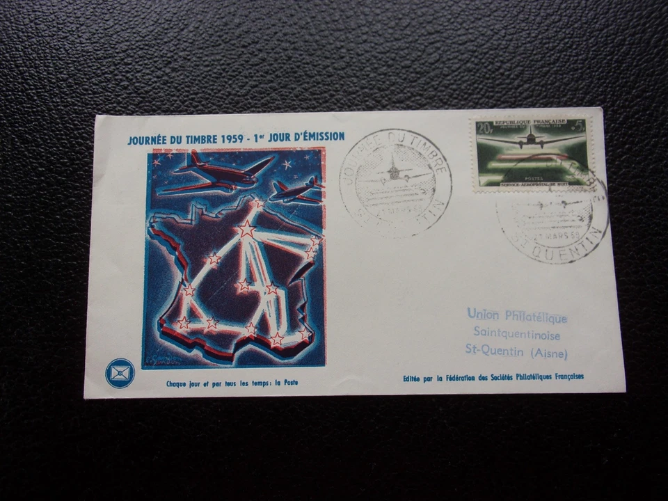 FRANCE - enveloppe 1er jour 21/3/1959 (journée du timbre) (B30) - Photo 1/2