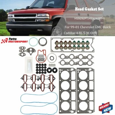 Juego de juntas de culata para Chevrolet Silverado 1500 GMC Yukon 1999-2001 4,8 L 5,3 L OHV Foto 1 de 4