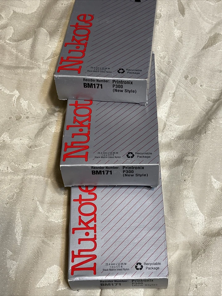 (3) Nu-kote Model BM171 Black Nylon Printer Ribbons - Image 1 of 1