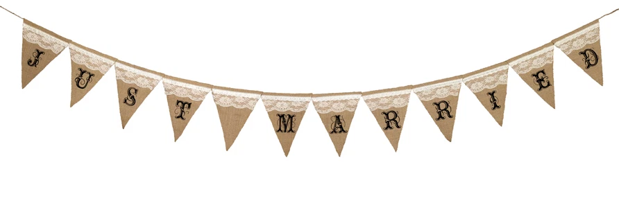 Boda rústica | "Acabo de casarse" | Banner de arpillera | Decoración de recepción Foto 1 de 1