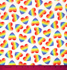 Rainbow Hearts Fabric - HALF YARD - 100% Cotton Sewing Quilting Retro Multicolor