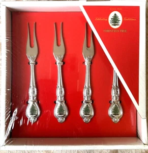 Spode Christmas Tree Stainless Cocktail Forks Set of 4 New in Box - Picture 1 of 5