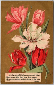 Love Is Tulips Floral Art Vintage DB Postcard - Bild 1 von 2