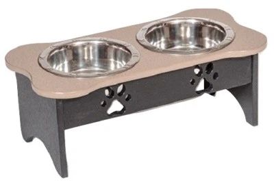 SAVING SHEPHERD Medium ELEVATED DOG FEEDER ~ 342 CUSTOM COMBOS Dogs Amish USA, 8¾" Tall