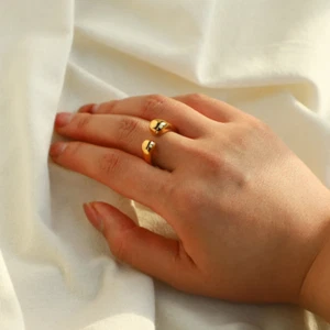 Anillos abiertos chapados en oro de 18 quilates • gruesos irregulares • - Imagen 1 de 8