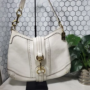 Vintage Coach Hamptons Hobo Shoulder Bag Purse Handbag White Leather - Picture 1 of 21