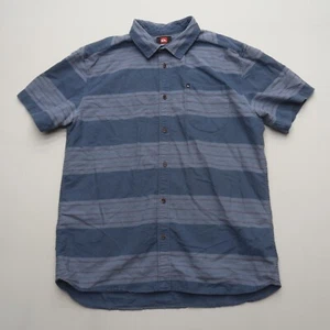 Quiksilver Mens Short Sleeve Shirt Size XL Modern Fit Blue Button Up Cotton - Picture 1 of 10