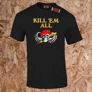 Kill Em All T-Shirt SAS Paratrooper Special Forces Military Skull Crossbones - Picture 1 of 7