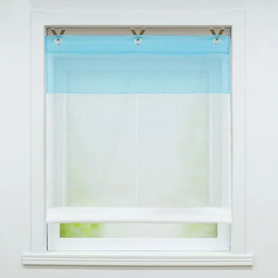 Raffrollo mit Ösen Raffgardine ohne Bohren Voile Küchengardine Wohnzimmer Modern - Bild 1 von 4