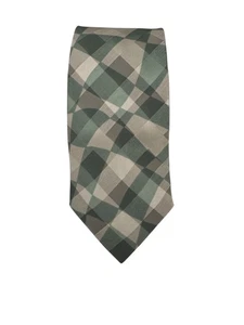 Claude Montana Tie Men's Silk Green Tan Plaid Made In Italy Business Necktie - Picture 1 of 6