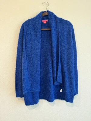 Женский кардиган Sunny Leigh королевский синий с открытой передней частью пушистый вязаный свитер средний - Изображение 1 из 4