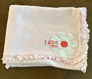 Carters I Love You Babydecke Rosa Weiß Blumen Sicherheitsdecke Lovey 33 x 24 - Bild 1 von 7