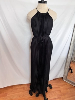 Banana Republic S Halter Pleated Maxi Dress In Black Lined Holiday Evening Gown - Image 1 of 4