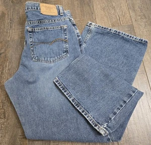 American Eagle Jean Women’s 12 Petite Blue Denim Mid Rise Flared Leg 7621-P - Picture 1 of 19