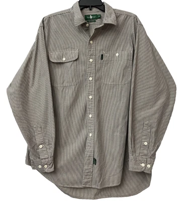 Hunt Club Shirt Men's Size XL Gray/White Long Sleeve Button Down Striped Pockets - Image 1 of 4