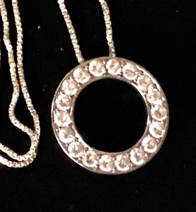 Vintage Necklace MARKED 925 STERLING SILVER Chain Circle Pendant Jewelry lot y - Picture 1 of 6