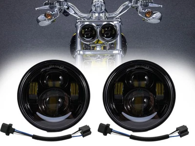 Dual LED Scheinwerfer für Harley Dyna Fat Bob FXDF 2008-2015 mit Tagfahrlicht - Bild 1 von 4