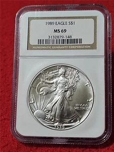 1989 Silver Eagle Dollar ASE NGC MS 69                                 #T5800 - Picture 1 of 2