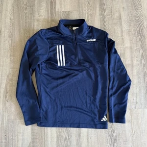 Adidas 3-Stripes Double Knit Quarter-Zip Pullover Golf Top Ecolab Mens Small - Picture 1 of 7