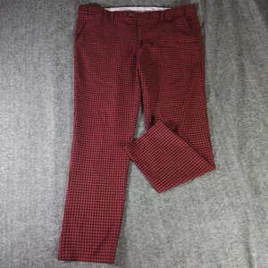 Barabas Men's Red Checkered Button Stretch Slim Fit Chino Pants Mens 38 CP93# - Picture 1 of 9