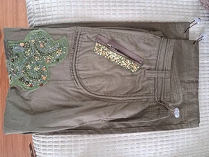 NWOT, Khaki Green Trousers, Size 12,sequins On 1 Side/ Leg - Picture 1 of 5