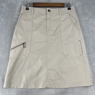 Eddie Bauer 裙子女式 2 码米色 A 字货物轻便及膝 — 第 1/4 张图片