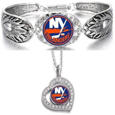 New York Islanders Womens Sterling Silver Necklace With Bracelet D3D19 - Image 1 of 4