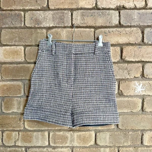 Maje Size 36 Grey Brown Marl Tweed High Rise Wool Cotton Shorts Academia Preppy - Picture 1 of 13