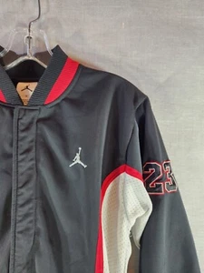 Air Jordan Flight Youth Snap Button Jacket Coat Size M Black White Red Retro - Picture 1 of 9