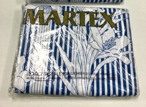 Vintage Martex No-Iron Percale Full Flat Sheet "Lillies on Stripes" New Made USA - Picture 1 of 4