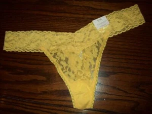 NWT CABERNET stretch LACE THONG PANTIES 16J050 BRITE YELLOW  XL - Picture 1 of 2