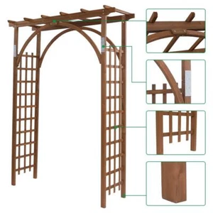 8 FT Wooden Garden Arbor Arches Wedding Party Arch for Climbing Plant - Picture 1 of 8