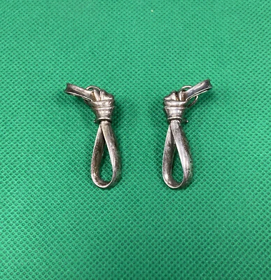 TIFFANY & CO VINTAGE 925 Sterling ￼Silver KNOTTED BOW CLIP ON EARRINGS - Image 1 of 4