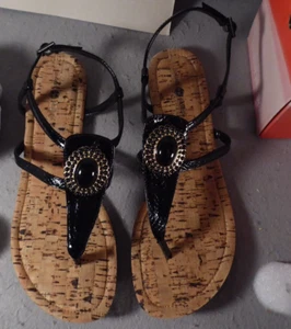 Lindsay Phillips Black Sandals Meredith Size 10 NIB Interchangeable Snaps 530990 - Picture 1 of 9
