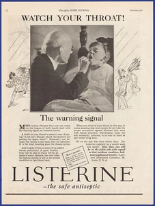 Vintage 1926 LISTERINE Mouthwash Watch Your Throat Ephemera 1920's Print Ad - Picture 1 of 1