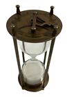 6" Vintage Nautical Maritime Antique Hourglass Brass Sand Timer With Sundial