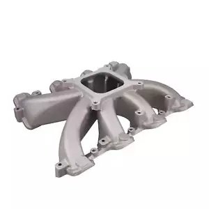 Colector de admisión de aluminio plano único carburado Cathedral Port satinado para GM LS - Imagen 1 de 2