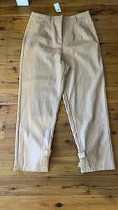 nwt River island beige faux leather ankle pants size 12 - Picture 1 of 11