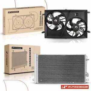 Dual Radiator Cooling Fan Assembly & AC Condenser for GMC Acadia 2007-2016 Chevy