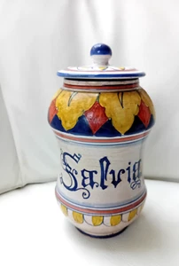 Vaso farmacia albarello ceramica Deruta Salvia Moretti 20 cm dipinto a mano - Imagen 1 de 7