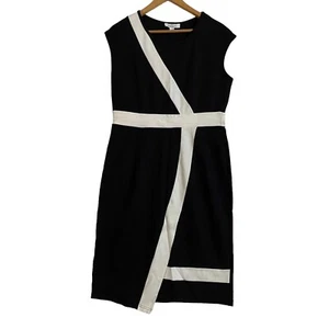 Bird Keepers Dress Size 12 Black White Round Neck Sleeveless Formal Work - Picture 1 of 13