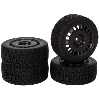 Wheels Rims Rubber Tires 12mm Hex Hub for Tamiya TT-01 TT-02 HPI 1/10 Rally Car - Image 1 of 4