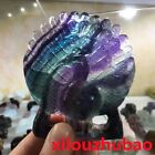 1pc Natural Rainbow Fluorite Quartz Crystal Peacock Hand-Carved Reiki Healing