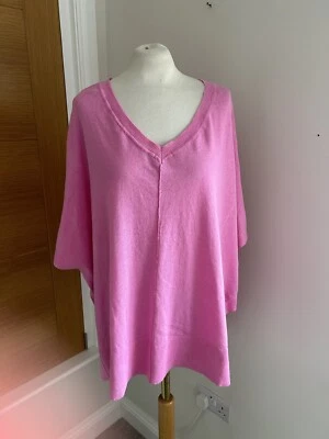 Joules Prue розовый льняной смеси пончо джемпер размер M/L Rrp £49.95 новый с ярлыками - Изображение 1 из 4